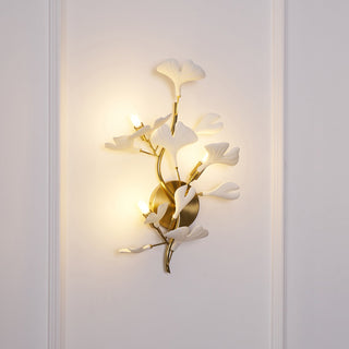 Gingko Applique Murale Abat-jours en Céramique Pétales Or Art Nouveau-Luire