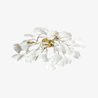 Solara Plafonnier Feuilles de Gingko avec Branches en Laiton