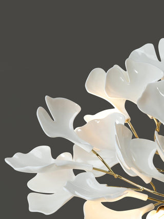 Solara Plafonnier Feuilles de Gingko avec Branches en Laiton