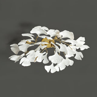 Solara Plafonnier Feuilles de Gingko avec Branches en Laiton