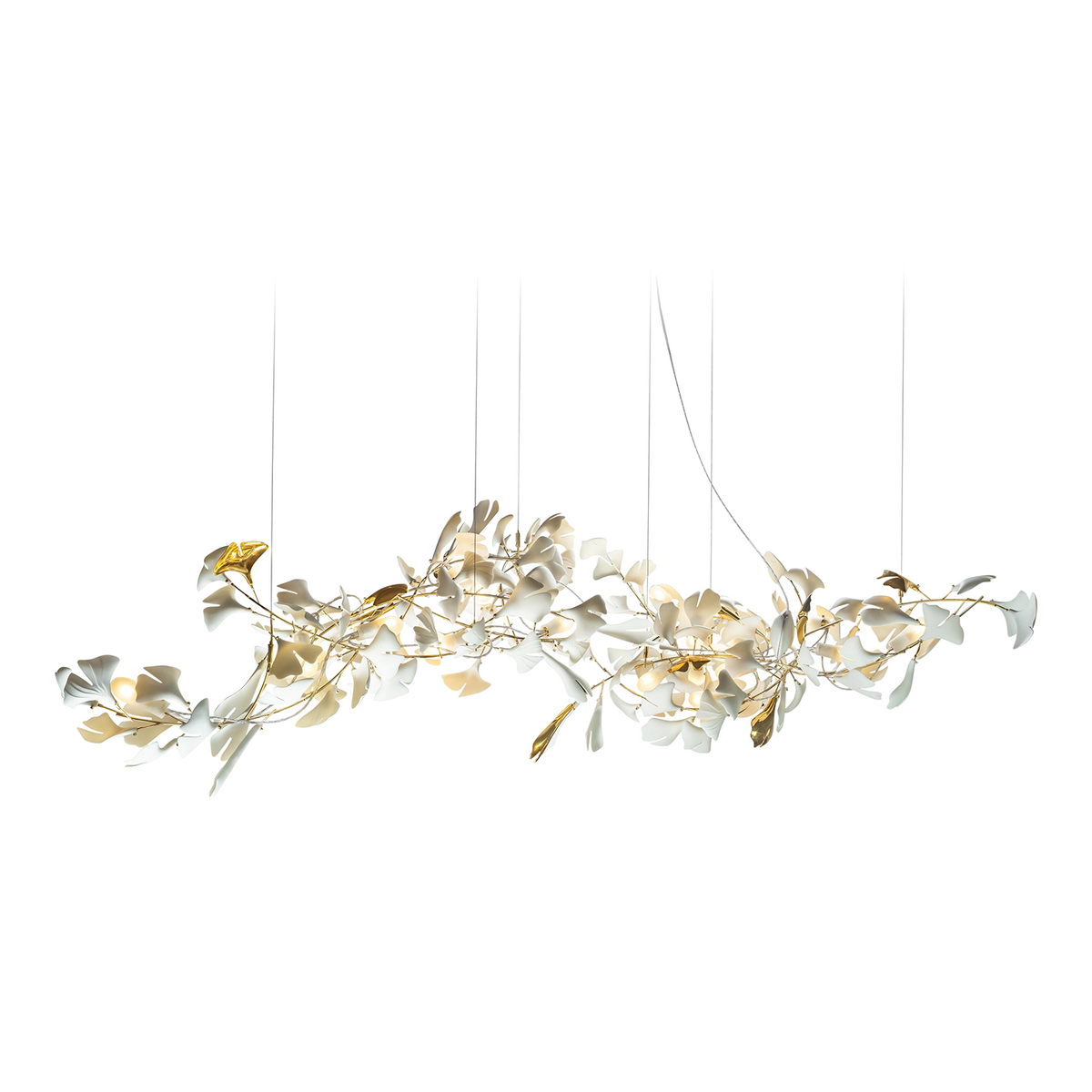 Belilia Lustre en céramique en forme de branche avec feuille de gingko