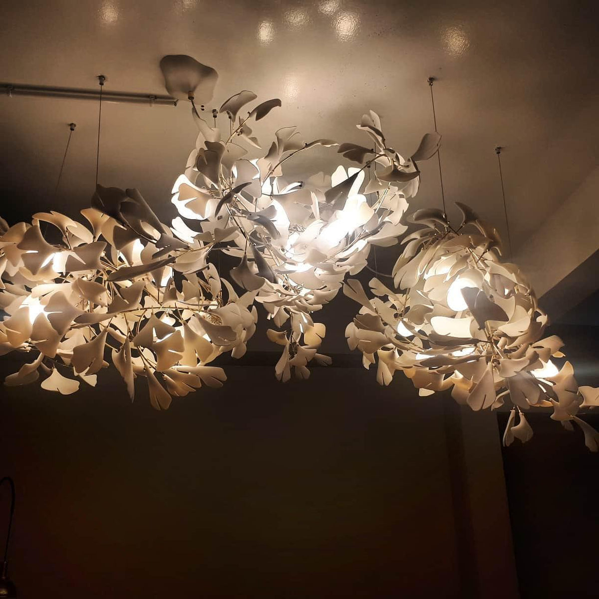 Calix Chandelier Frame Ceramic Gingko Leaf Shade White Gold Modern-Neutral Decor