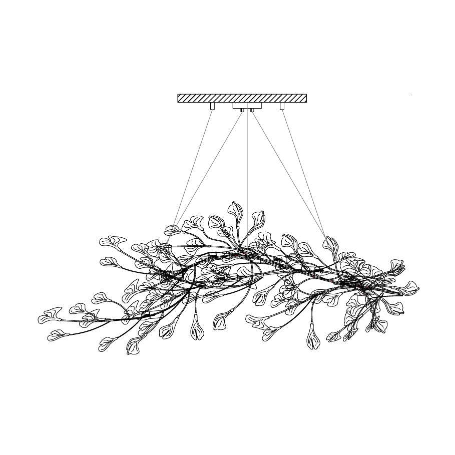 Calix Chandelier Frame Ceramic Gingko Leaf Shade White Gold Modern-Neutral Decor