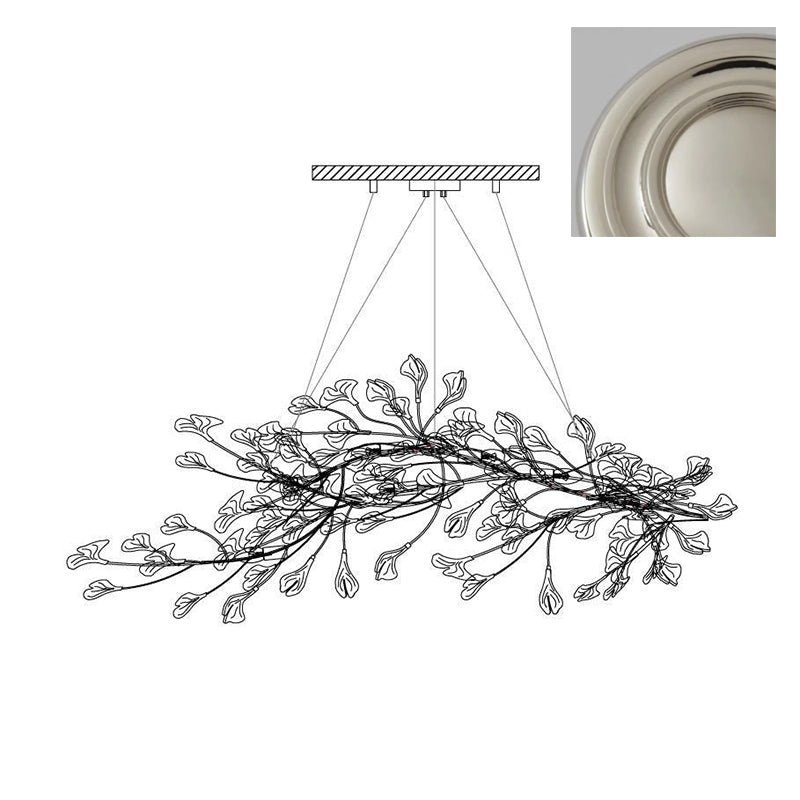 Calix Chandelier Frame Ceramic Gingko Leaf Shade White Gold Modern-Neutral Decor