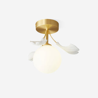 Ginkgo Lustre Plafonnier Rosalia Feuille de Ginkgo Base Dorée-Luire