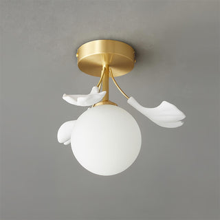 Ginkgo Lustre Plafonnier Rosalia Feuille de Ginkgo Base Dorée-Luire