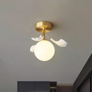 Ginkgo Lustre Plafonnier Rosalia Feuille de Ginkgo Base Dorée-Luire
