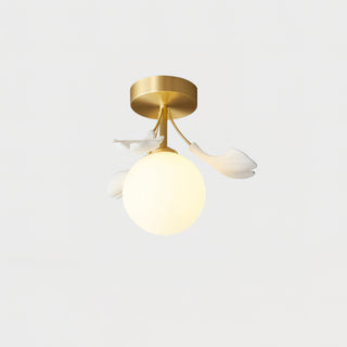 Ginkgo Lustre Plafonnier Rosalia Feuille de Ginkgo Base Dorée-Luire