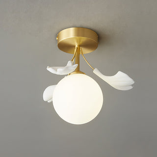 Ginkgo Lustre Plafonnier Rosalia Feuille de Ginkgo Base Dorée-Luire