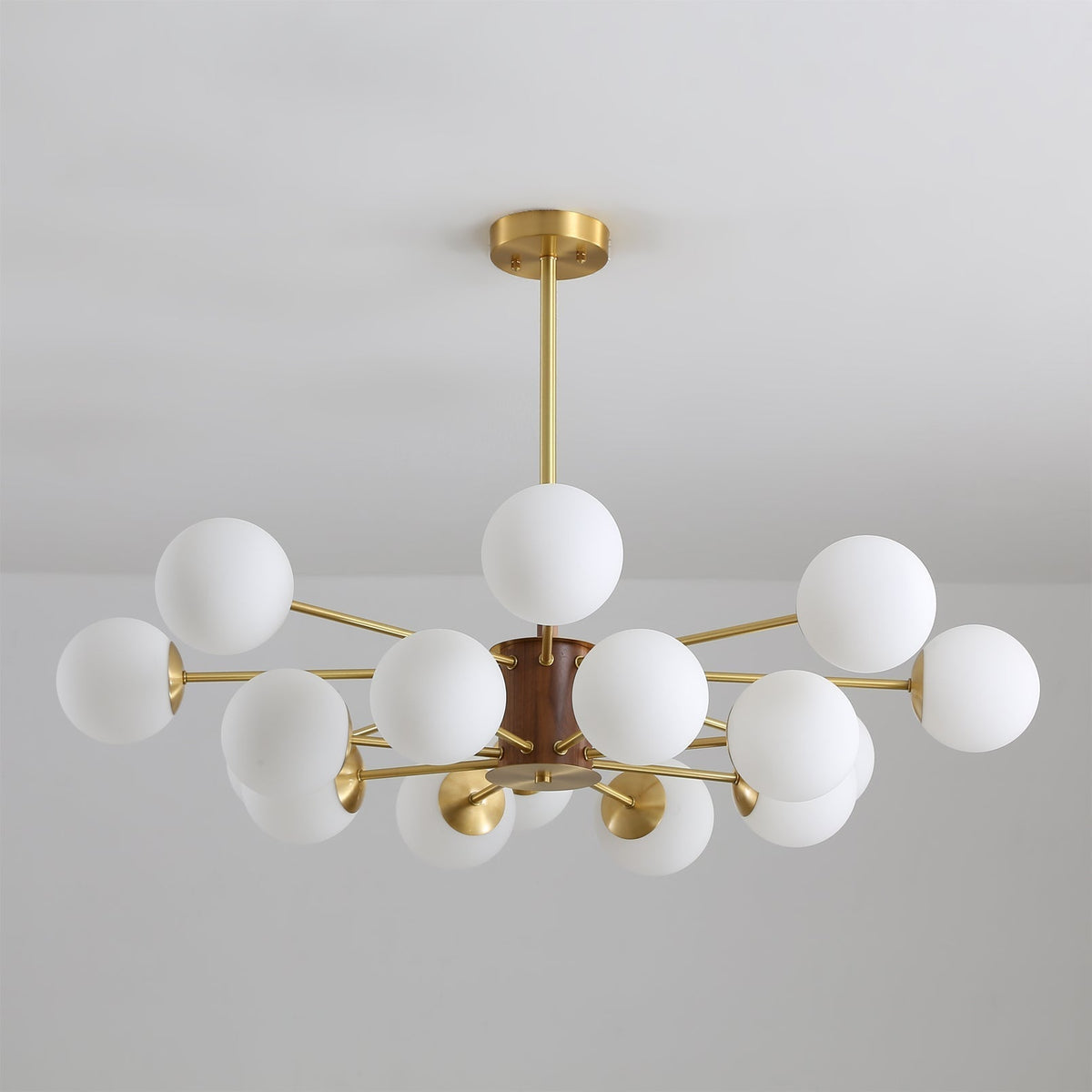 View from below of the Gino Chandelier, showing the arrangement of lights.