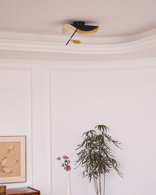 Solara Plafonnier Abat-jour Courbé et Intérieur Doré-Luire
