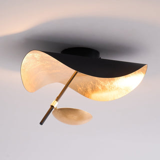 Solara Plafonnier Abat-jour Courbé et Intérieur Doré-Luire