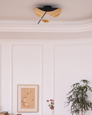 Solara Plafonnier Abat-jour Courbé et Intérieur Doré-Luire