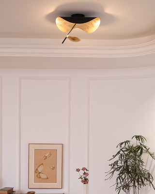 Solara Plafonnier Abat-jour Courbé et Intérieur Doré-Luire