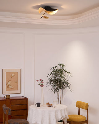 Solara Plafonnier Abat-jour Courbé et Intérieur Doré-Luire