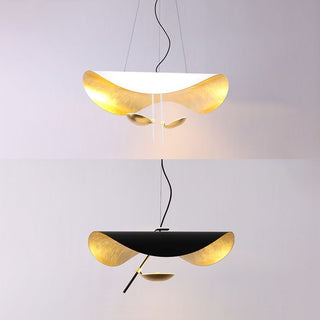 Lustra Suspension Lampe Abat-jour Courbé Noir et Or-Luire