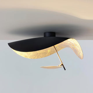 Solara Plafonnier Abat-jour Courbé et Intérieur Doré-Luire