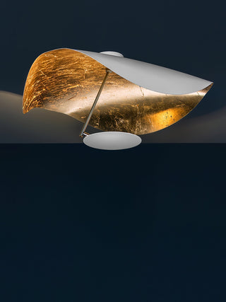 Solara Plafonnier Abat-jour Courbé et Intérieur Doré-Luire