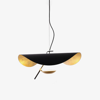 Lustra Suspension Lampe Abat-jour Courbé Noir et Or-Luire