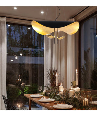 Lustra Suspension Lampe Abat-jour Courbé Noir et Or-Luire