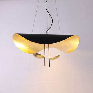 Lustra Suspension Lampe Abat-jour Courbé Noir et Or-Luire