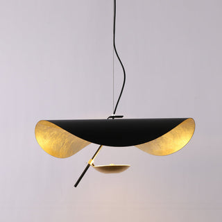 Lustra Suspension Lampe Abat-jour Courbé Noir et Or-Luire