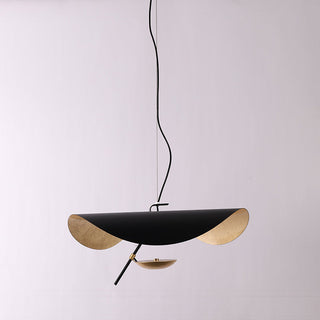 Lustra Suspension Lampe Abat-jour Courbé Noir et Or-Luire