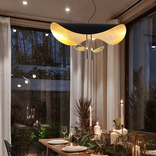 Lustra Suspension Lampe Abat-jour Courbé Noir et Or-Luire