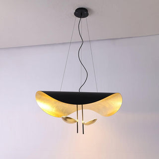 Lustra Suspension Lampe Abat-jour Courbé Noir et Or-Luire