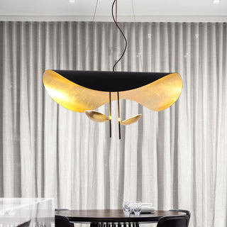 Lustra Suspension Lampe Abat-jour Courbé Noir et Or-Luire