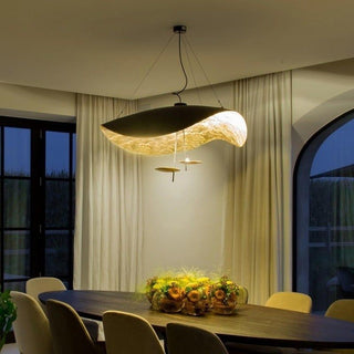 Lustra Suspension Lampe Abat-jour Courbé Noir et Or-Luire