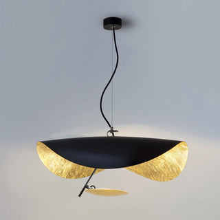 Lustra Suspension Lampe Abat-jour Courbé Noir et Or-Luire