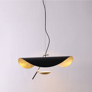Lustra Suspension Lampe Abat-jour Courbé Noir et Or-Luire