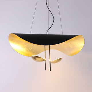 Lustra Suspension Lampe Abat-jour Courbé Noir et Or-Luire