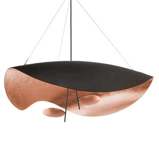 Lustra Suspension Lampe Abat-jour Courbé Noir et Or-Luire