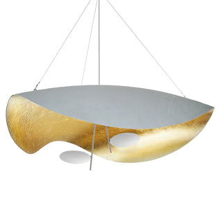Lustra Suspension Lampe Abat-jour Courbé Noir et Or-Luire