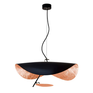 Lustra Suspension Lampe Abat-jour Courbé Noir et Or-Luire