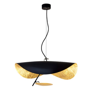 Lustra Suspension Lampe Abat-jour Courbé Noir et Or-Luire