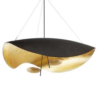 Lustra Suspension Lampe Abat-jour Courbé Noir et Or-Luire