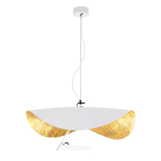 Lustra Suspension Lampe Abat-jour Courbé Noir et Or-Luire
