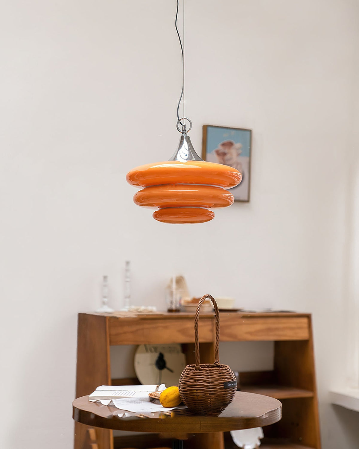 Gispen Orange Pendant Light in a living room setting.