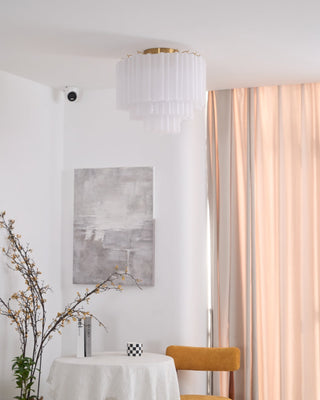 Aurora Plafonnier Blanc Murano Verre Superposé Élégant Moderne
