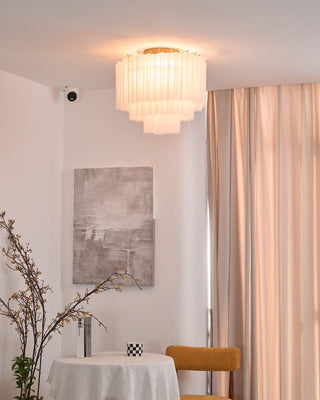 Aurora Plafonnier Blanc Murano Verre Superposé Élégant Moderne