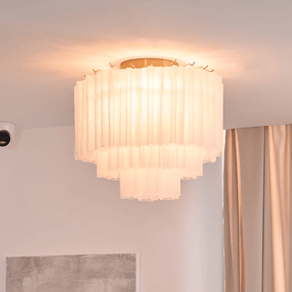 Aurora Plafonnier Blanc Murano Verre Superposé Élégant Moderne