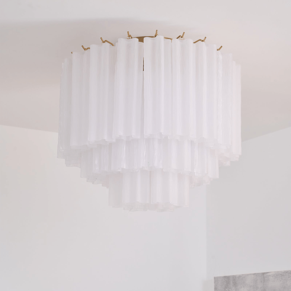 Laurivia Plafonnier Blanc Murano Verre Superposé Élégant Moderne