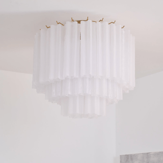 Aurora Plafonnier Blanc Murano Verre Superposé Élégant Moderne
