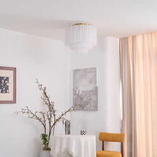 Aurora Plafonnier Blanc Murano Verre Superposé Élégant Moderne