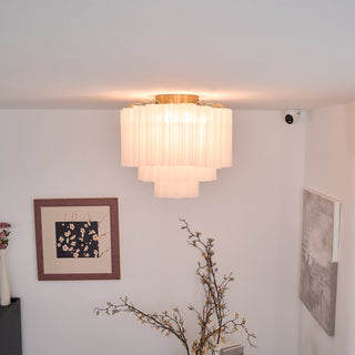 Aurora Plafonnier Blanc Murano Verre Superposé Élégant Moderne