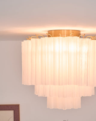 Aurora Plafonnier Blanc Murano Verre Superposé Élégant Moderne