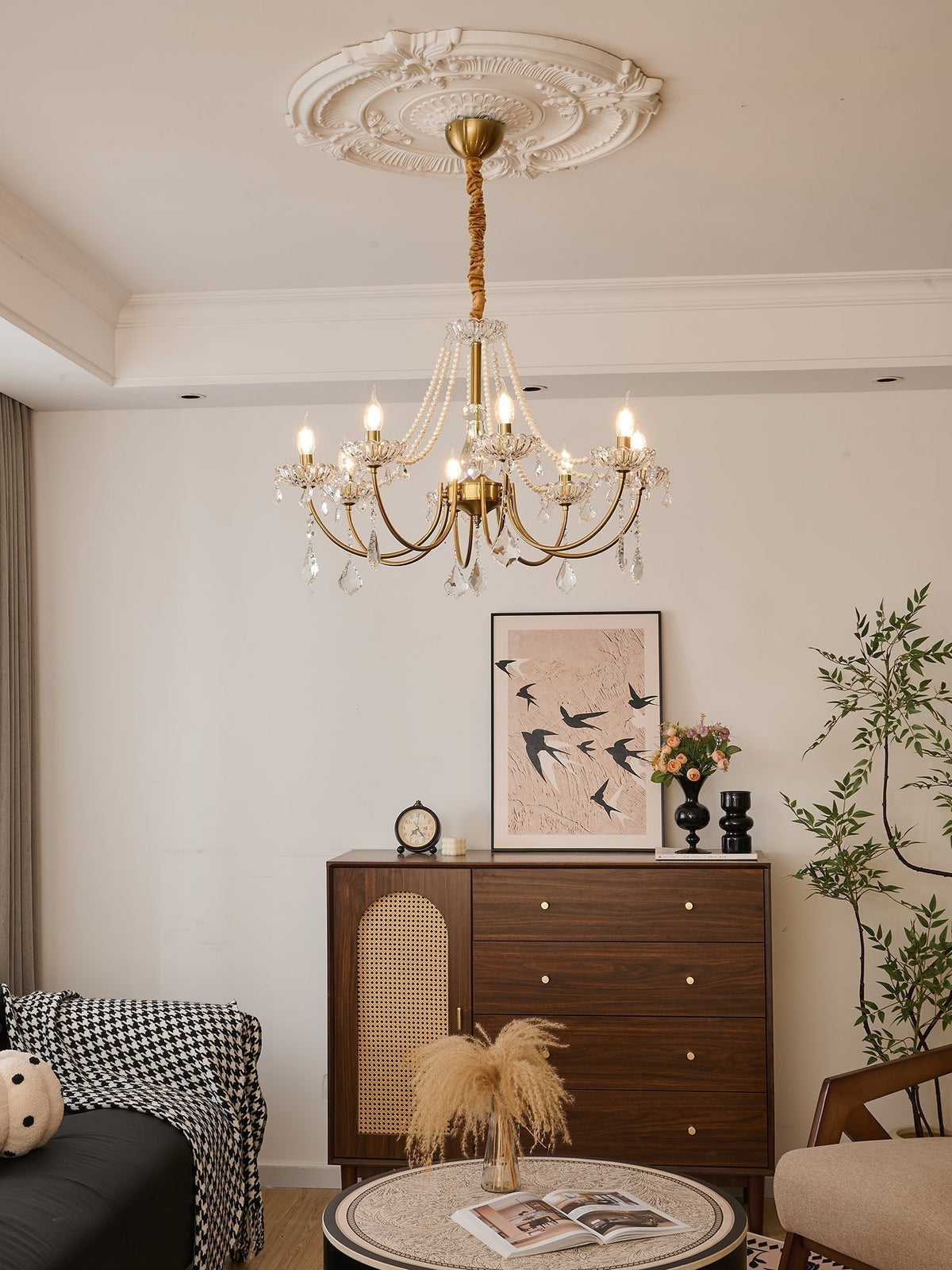 Lorilia Lustre Postmoderne de Luxe en Cristal et Perles